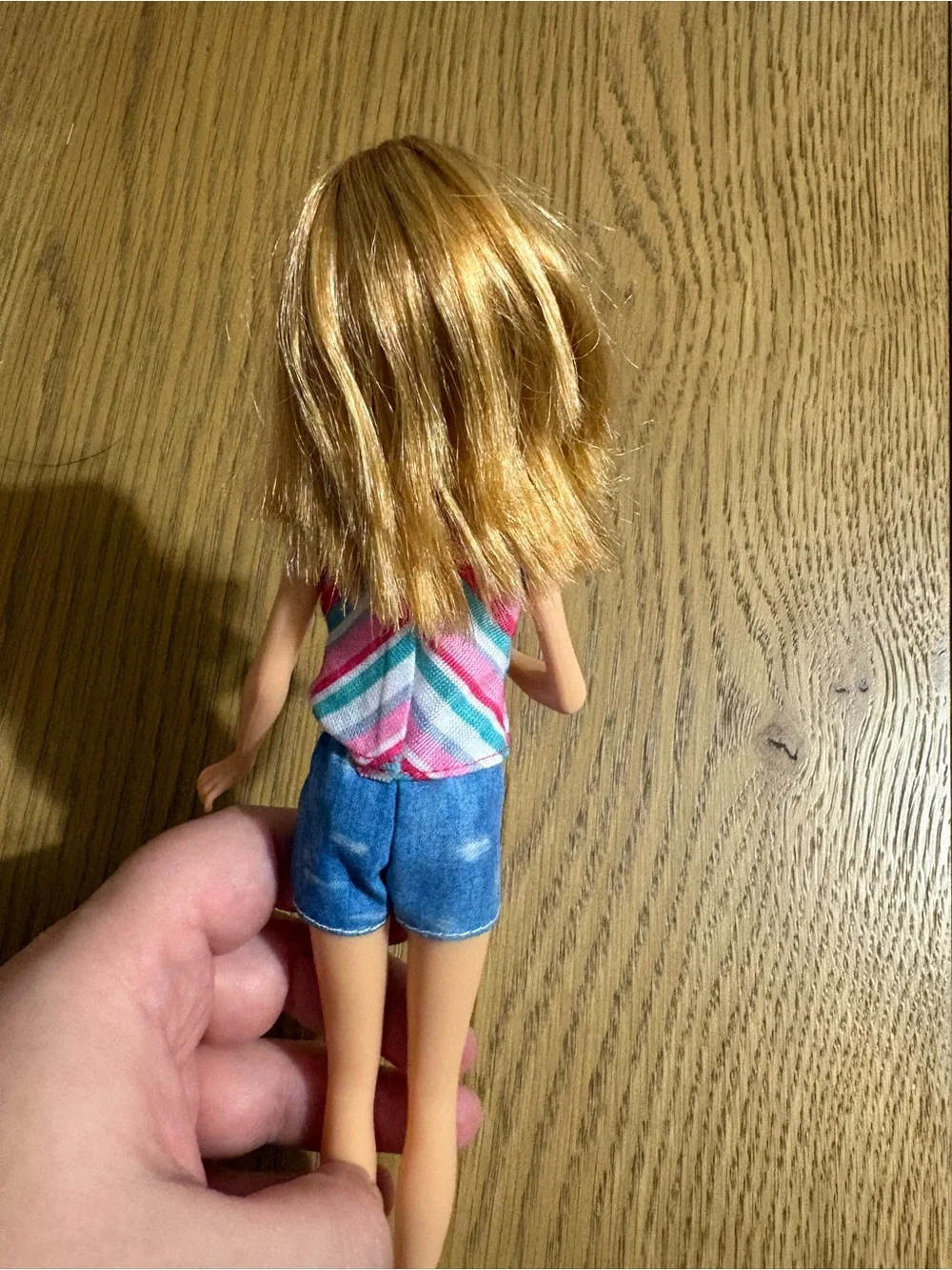 Barbie Dolls with Gold Glitter Skirt and Pink-Blue Striped Top